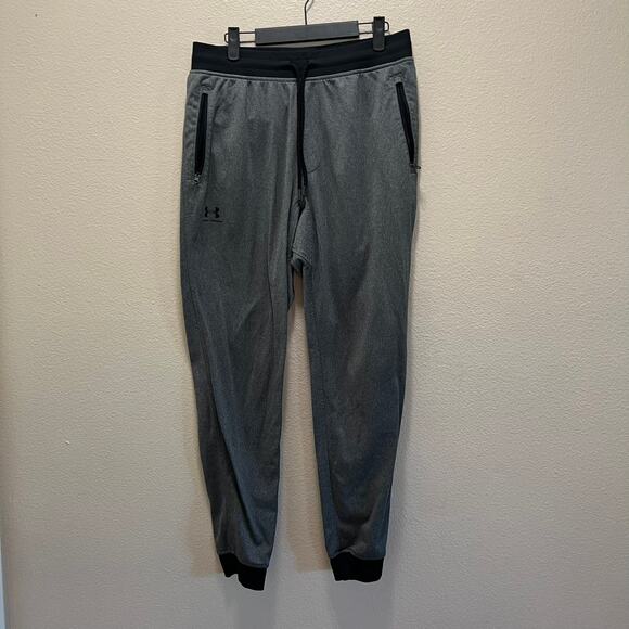 Under Armour Loose Cold Gear Jogger Pants Heather Gray Black Drawstring Sz L - Picture 2 of 7
